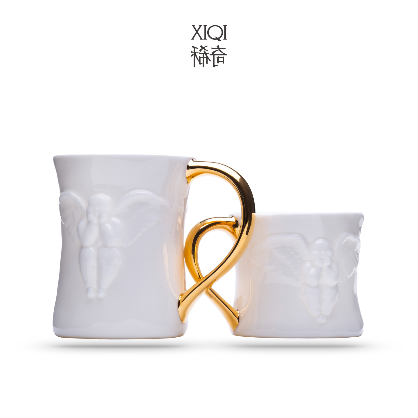 稀奇艺术天使浮雕情侣杯