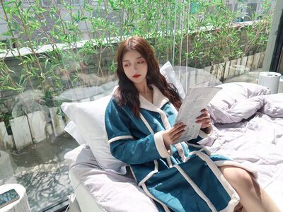 加厚夹棉冬季女士睡衣长袖睡袍家居服休闲宽松加绒小个子可外穿潮