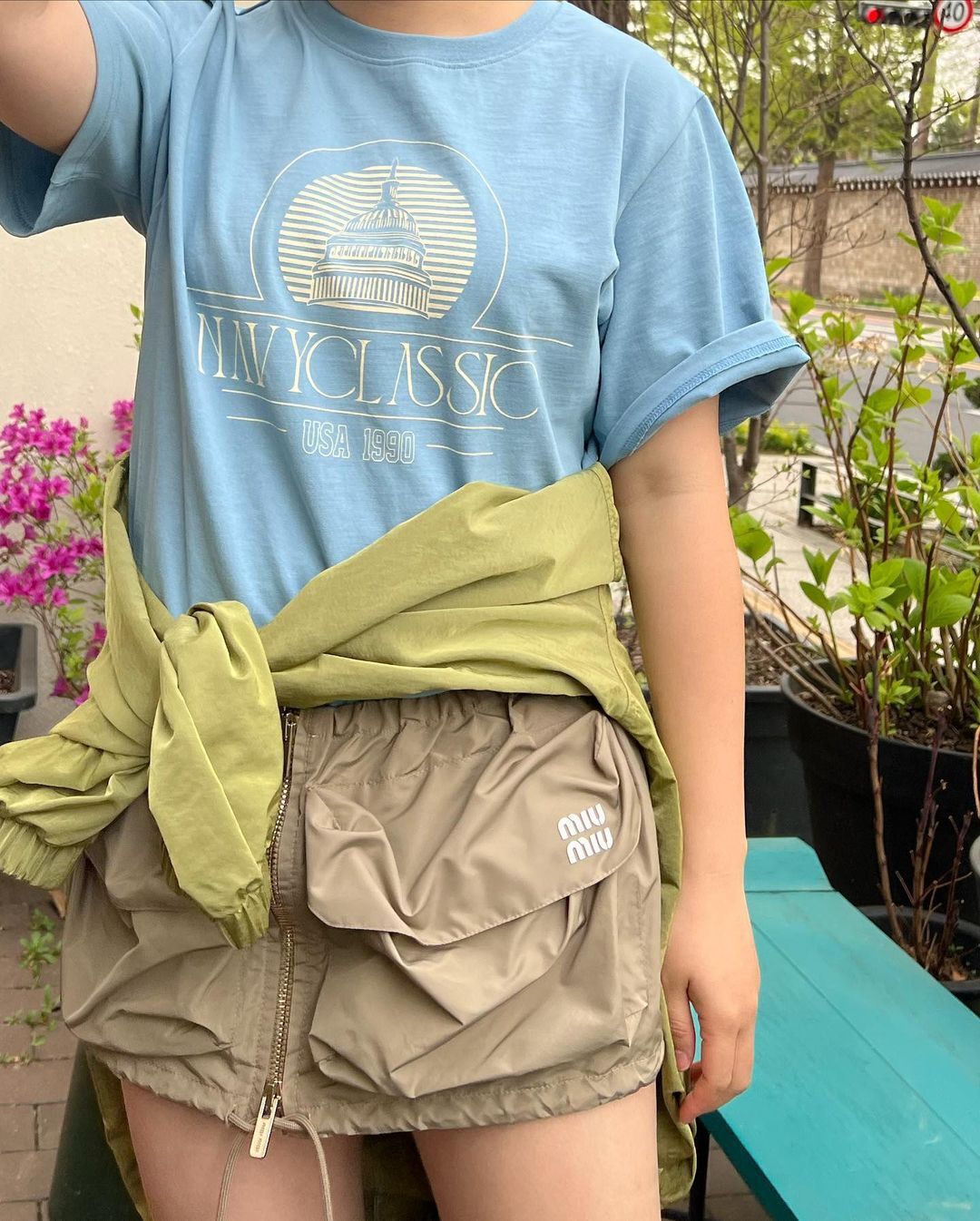 棉韩风短袖撞色宽松印花