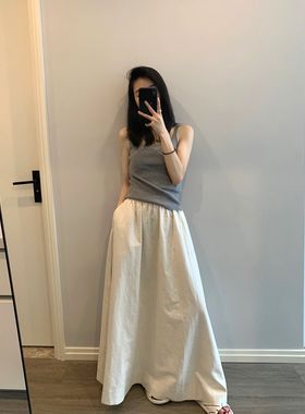 韩风 MOIA 简约高级感亚麻棉背心/半身裙套装
