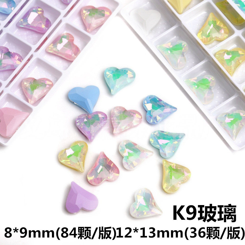 歪桃心彩色幻影摩卡尖底钻K9玻璃水晶异形钻 diy美甲贴钻饰品材料