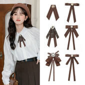 饰 领饰咖色棕色领花装 2025新款 领结女复古学院风jk蝴蝶结简约衬衫