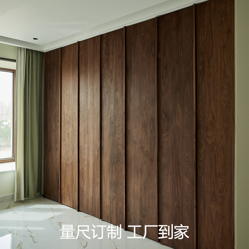 北美黑胡桃木骨骼线衣柜日式平开门衣橱意式轻奢别墅整体实木定制