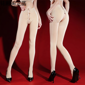 秋冬加薄绒开裆打底裤 女性感蝴蝶结镂空开裆免脱保暖光腿神器外穿