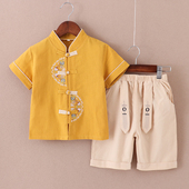 儿童夏季 短袖 薄款 男孩2025新款 国学服 宝宝唐装 汉服男童中国风古装