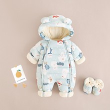 羽绒服连体婴幼儿男女宝宝0一1加绒加厚款2小童外出抱衣3冬季棉衣