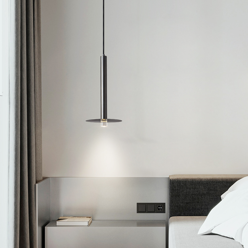 全铜水晶极简卧室床头吊灯LED