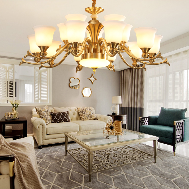 全銅吊燈H65黃銅美式奢華