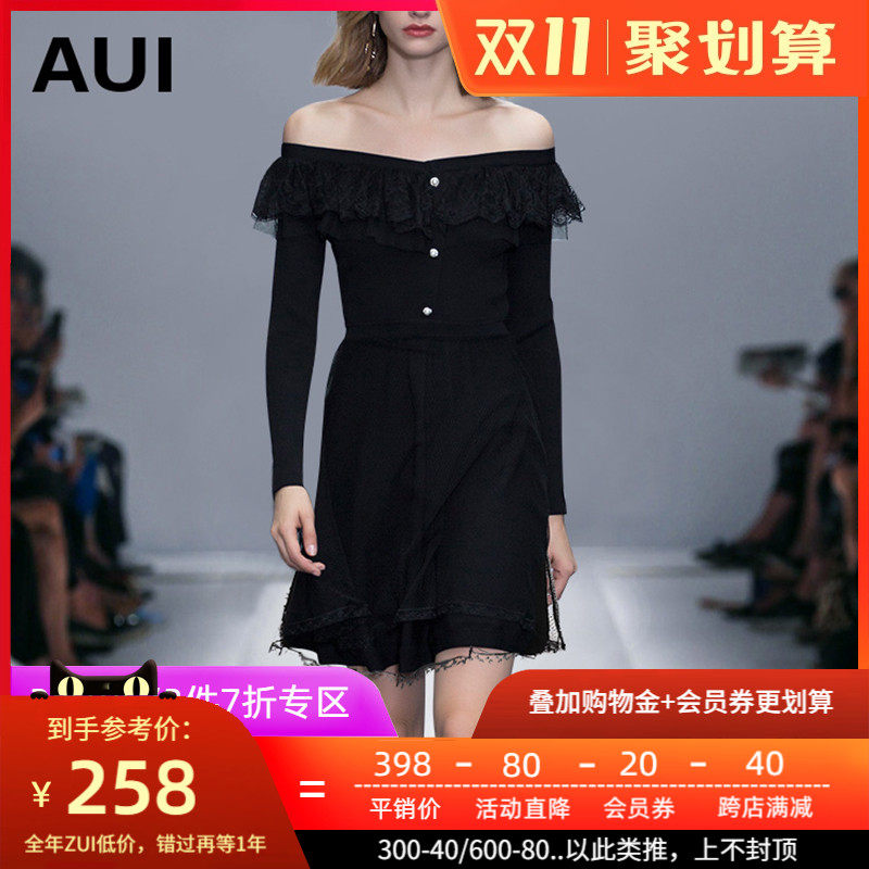 欧洲站一字肩连衣裙女秋冬2020年春装新款女装欧货潮名媛黑色裙子