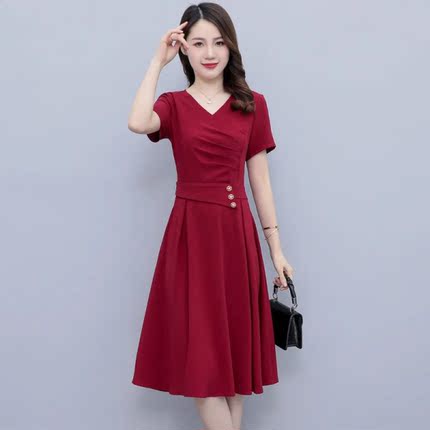 外贸女装出口1688阿里巴巴反季清仓特卖短袖显瘦妈妈气质连衣裙子