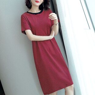 外贸女装出口阿里巴巴1688网批官网夏季新款条纹包臀宽松连衣裙子