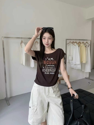 2026夏季新款韩版时尚百搭圆领短袖T恤女宽松显瘦休闲字母上衣潮