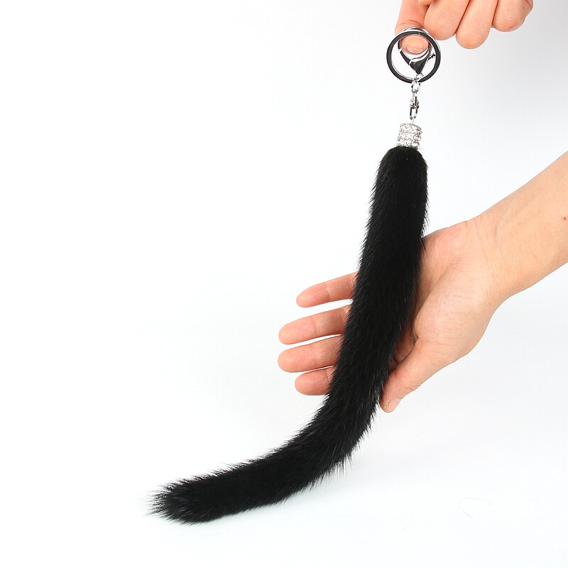 水貂毛水貂尾巴皮草挂件真毛包包女包毛绒挂饰汽车钥匙扣圈链男女