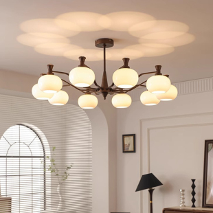 卧室灯中山灯具 复古美式 中古风吊灯客厅灯2026新款 主灯大气法式