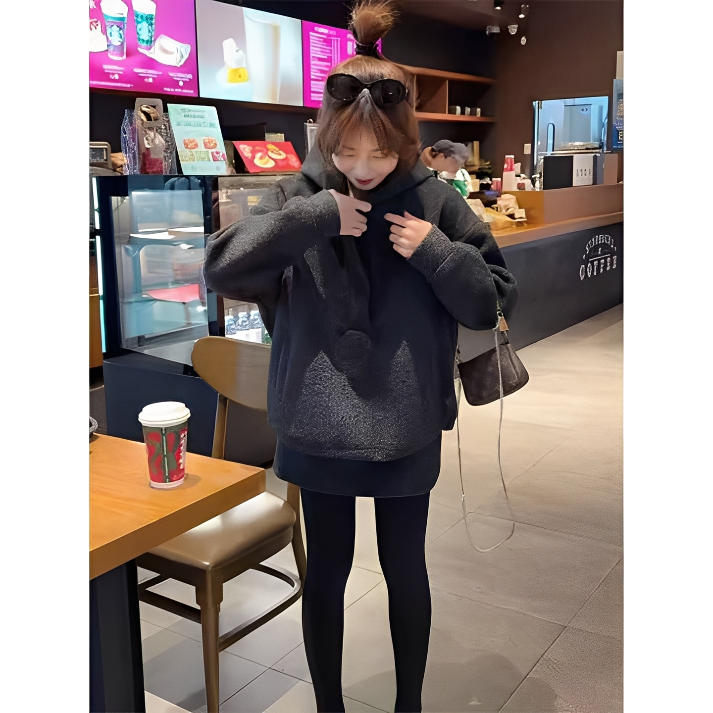 秋冬款韩系休闲连帽卫衣+半身裙