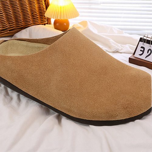 全包拖鞋绒面软木时尚百搭一脚蹬女鞋包头男鞋真皮现货