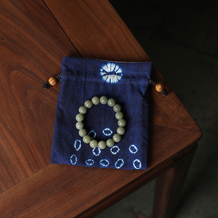 文艺小布袋中式扎染抽绳袋首饰袋盘珠盘玩袋手镯手串袋佛珠念珠袋