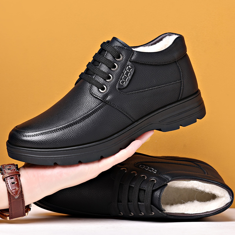 棉鞋男2025冬季加绒保暖男鞋户外防滑休闲中年爸爸棉鞋子