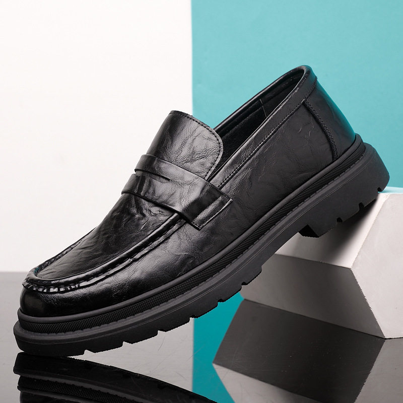 西装套脚皮鞋男款新款商务正装休闲英伦真皮软底男士一脚蹬乐福鞋