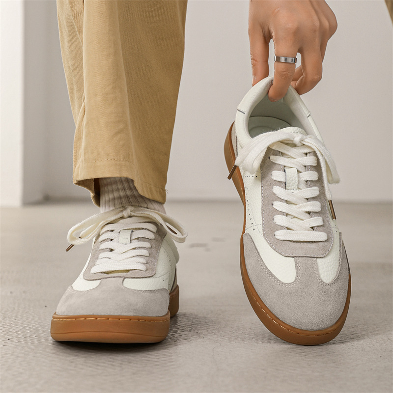 男士真皮板鞋2025年春季新款韩版休闲百搭软底运动鞋轻便小白鞋潮