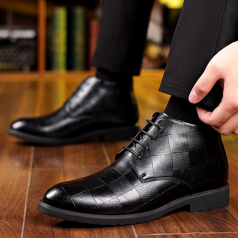 男士棉鞋冬季加绒保暖商务正装棉皮鞋男鞋英伦高帮皮鞋男