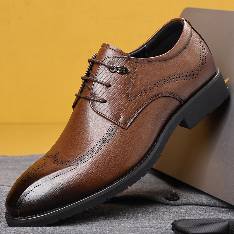 温州皮鞋男士2025秋季新款布洛克跨境商务潮流男鞋英伦风西装皮鞋