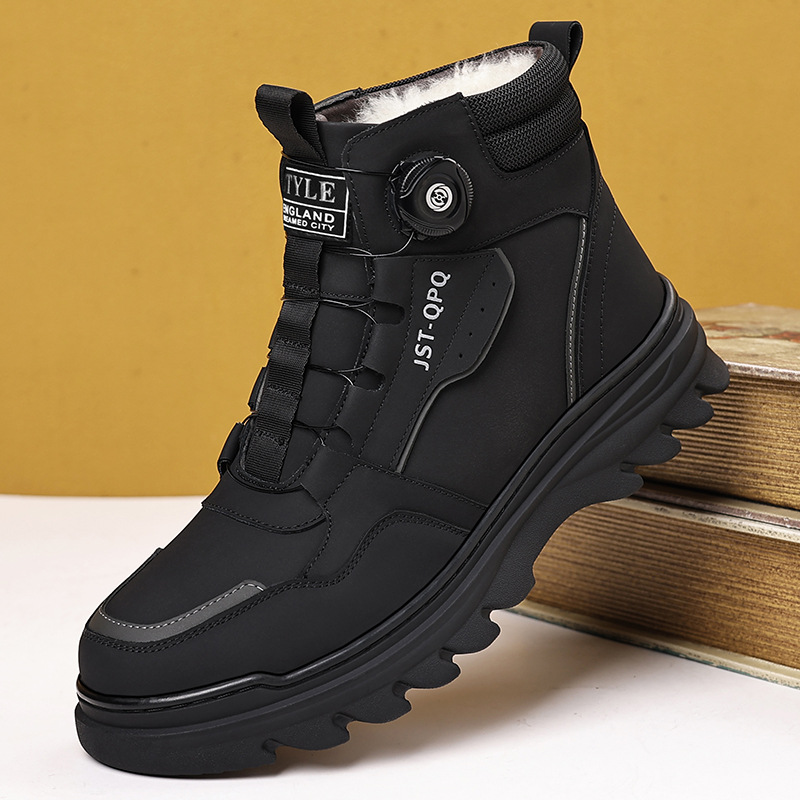 棉鞋2025冬季高帮牛皮棉鞋中年皮鞋男爸爸加绒鞋休闲保暖