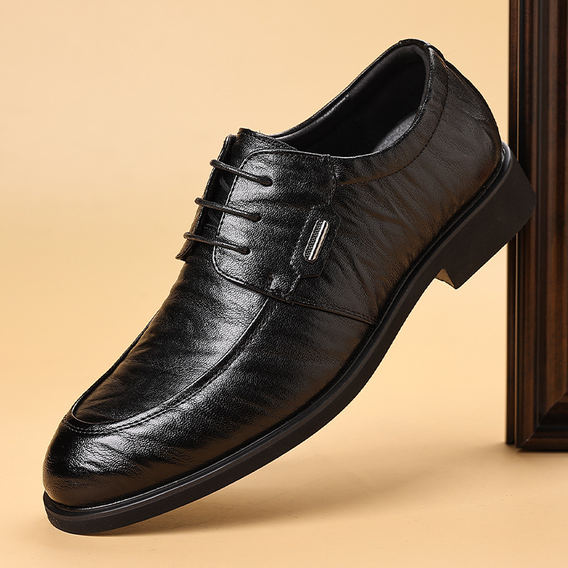 温州男鞋办公室鞋手抓纹商务正装皮鞋男士通勤上班工作办公鞋潮流