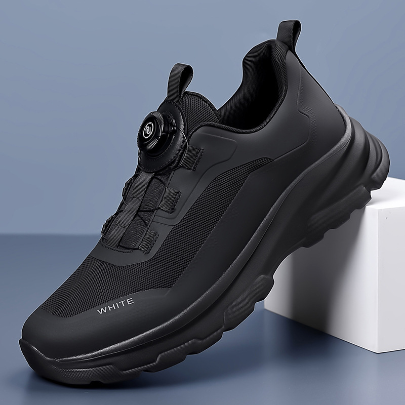 男鞋2025秋季新款休闲户外外穿上班青年时尚鞋免系带旋钮运动鞋潮