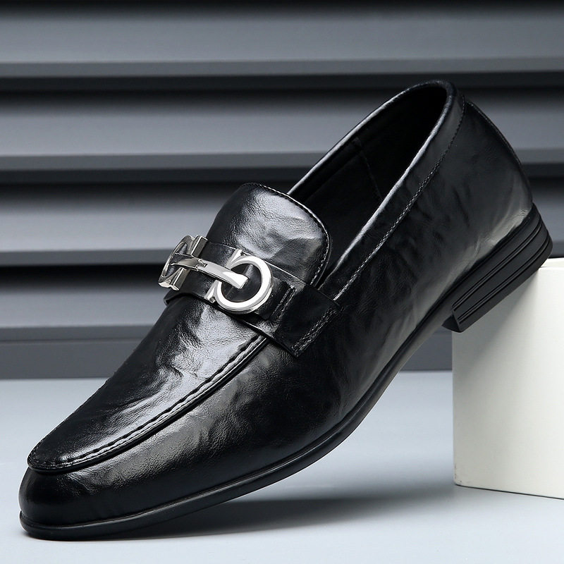 豆豆鞋男款真皮春季新款休闲皮鞋男士韩版英伦风一脚蹬懒人乐福鞋