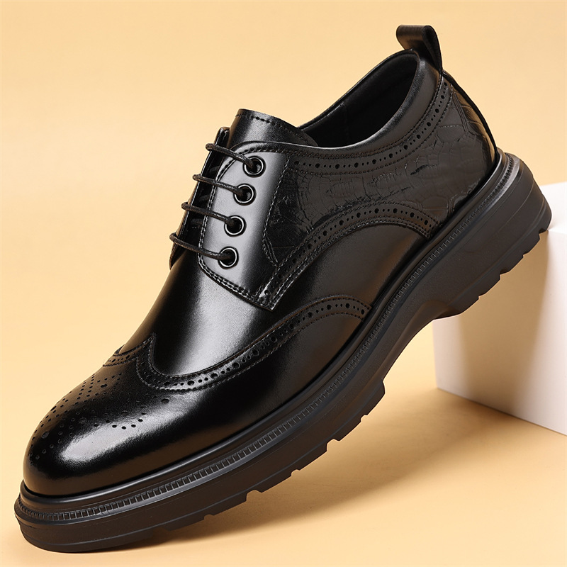 温州皮鞋高端男鞋四季布洛克雕花单鞋商务正装青年英伦潮男士皮鞋
