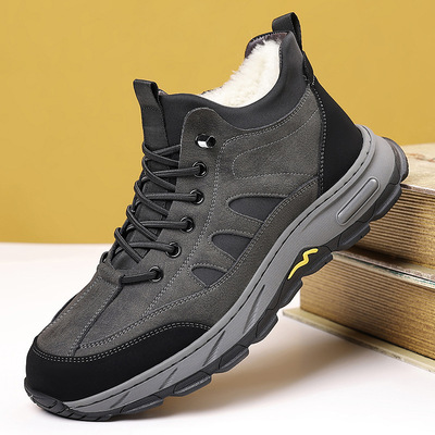 雪地靴男2025冬季新款加绒保暖东北大棉鞋抗寒加厚棉皮鞋户外男鞋