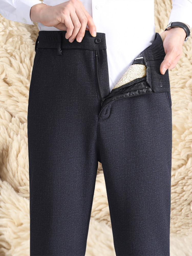 爸爸加绒裤子男秋冬季新款中老年男士休闲裤老人冬装加厚棉裤外穿