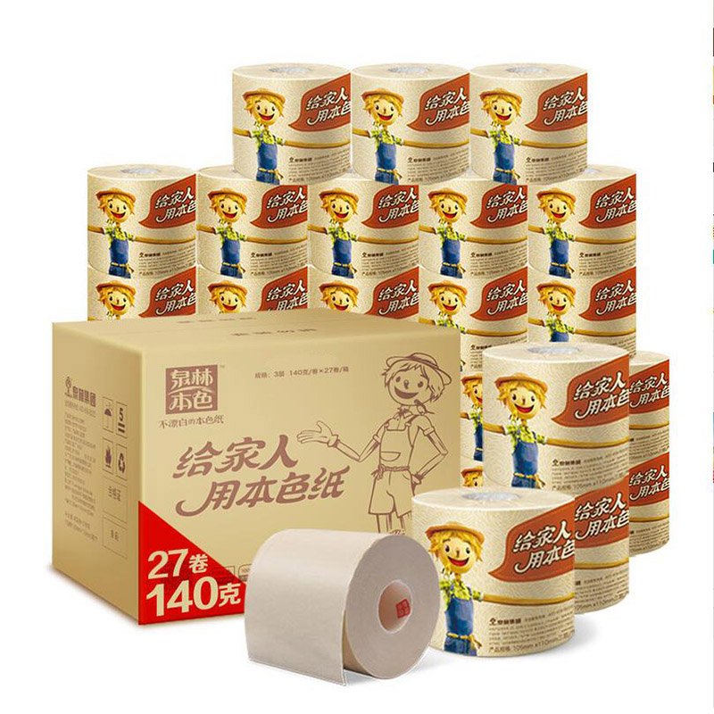 ȪÁÖ±¾É«¾íÖ½ÎÀÉúÖ½¾íͲֽÊÖÖ½²ÞÖ½140g*27¾íÏä×°ÕýÆ·ÏÖ»õÖ±·¢
