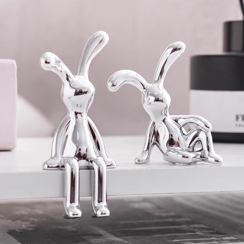 北欧现代电镀创意兔子摆件家用
