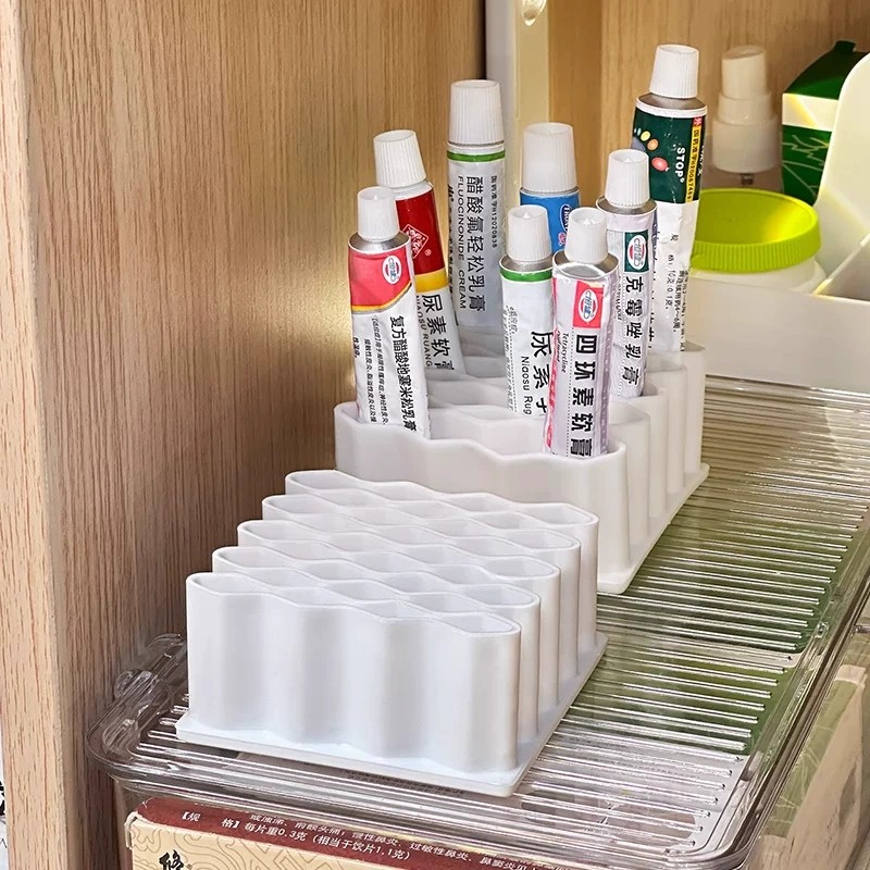药膏收纳盒分格桌面放胶水软膏药品整理神器家用小型管状药置物架