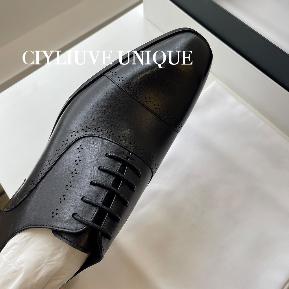 CU HOME STUDIO FASHION BUSINESS CARVED LEATHER COMMUTER HAND-LACED OXFORD SHOES FOR MEN