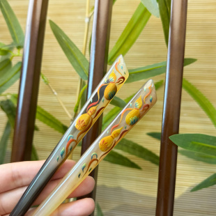 悦木坊 羊角手绘发簪 福禄 古梅 礼盒装 送朋友免护理簪子