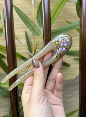悦木坊高贵羊手绘发簪紫气动来发簪日常百搭发簪送人礼盒