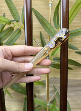 手绘羊角发簪彩蝶日常百搭蝴蝶发簪送人礼盒