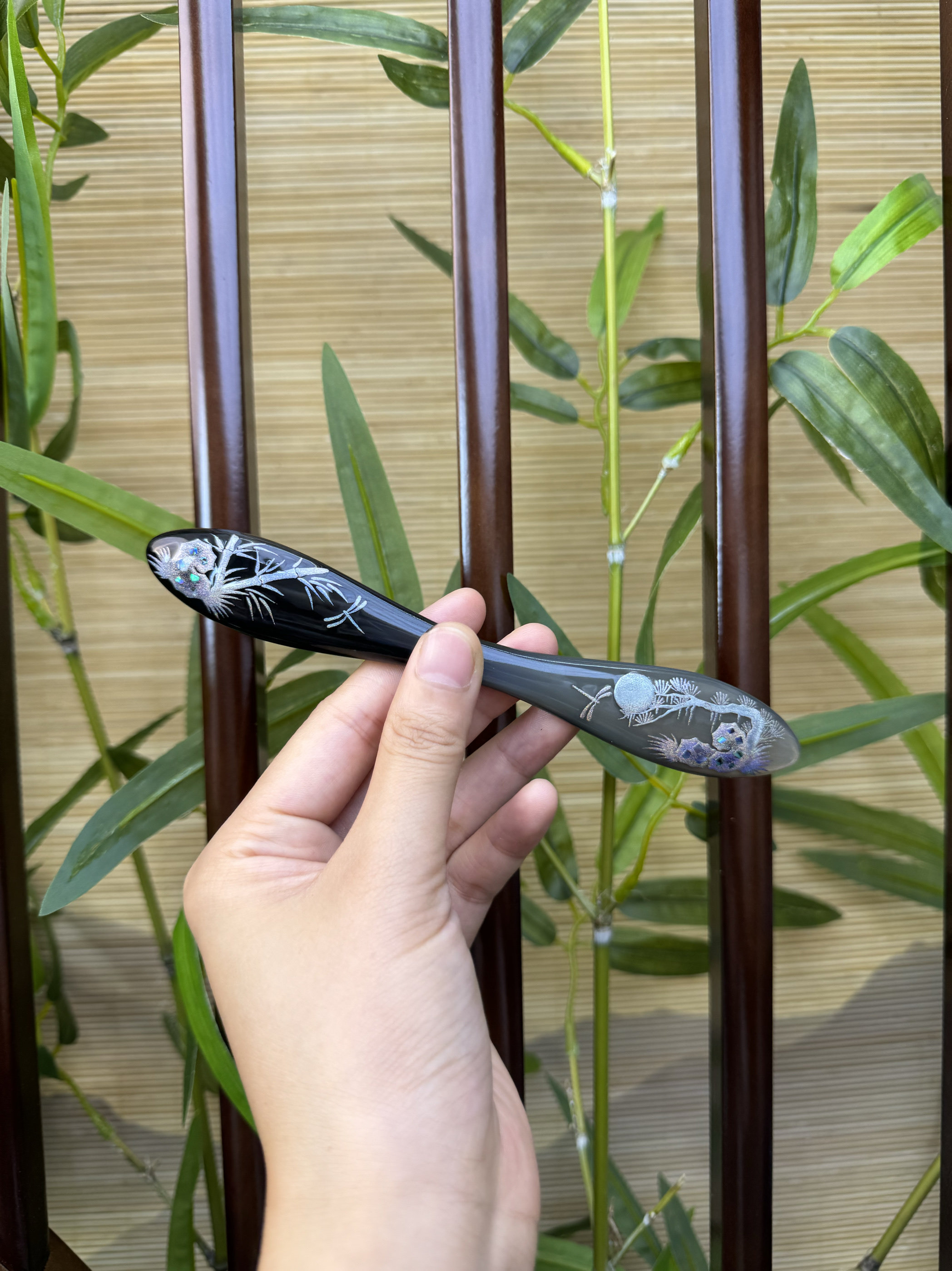 悦木坊牦牛角双尖簪手工绘画免护理百搭发簪