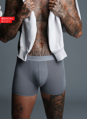 BENCH/BODY/奔趣2025夏新品棉+天丝男士中腰加长平角内裤BXK0011