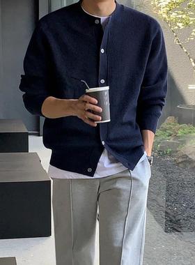 老钱风秋冬新款针织开衫长袖男士韩版潮流高级感毛衣宽松休闲外套