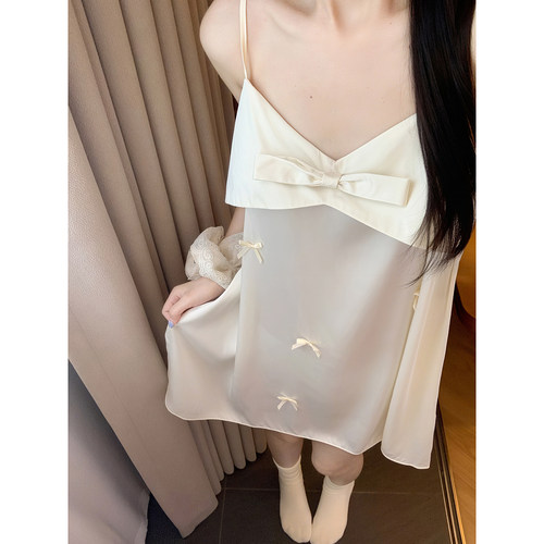 蝴蝶结吊带睡裙纯欲性感家居服