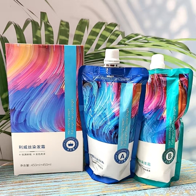 利威丝妮可染发霜盖白发染膏理发店同款家庭大包装彩色自然黑色