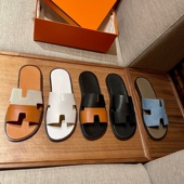 室外夏季 一字拖凉鞋 新款 欧洲站时尚 头层牛皮男鞋 休闲男拖鞋 沙滩鞋