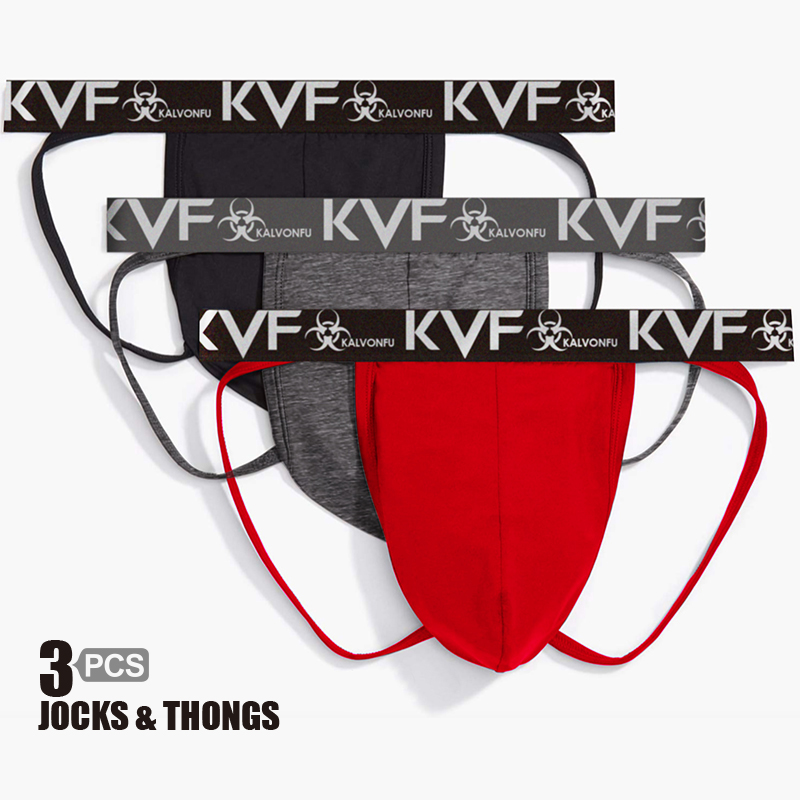 凯文弗男仕弹力棉臀环带丁字内裤