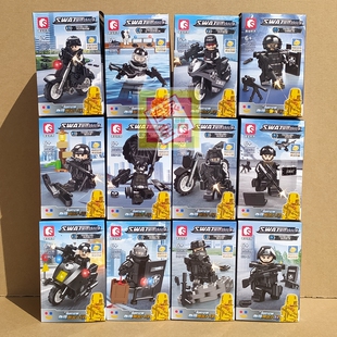 森宝积木102528黑鹰特警军人仔模型铁血重装 男孩子益智儿童小礼物