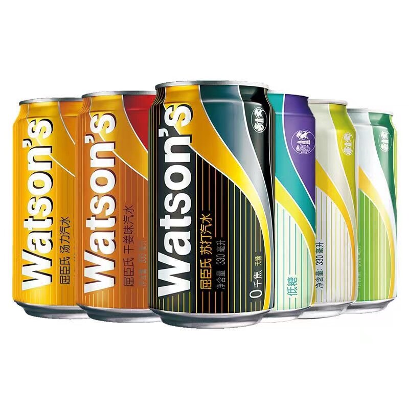 屈臣氏苏打水混合6个口味330mlx12罐装 组合装果味汽水尝新小包装