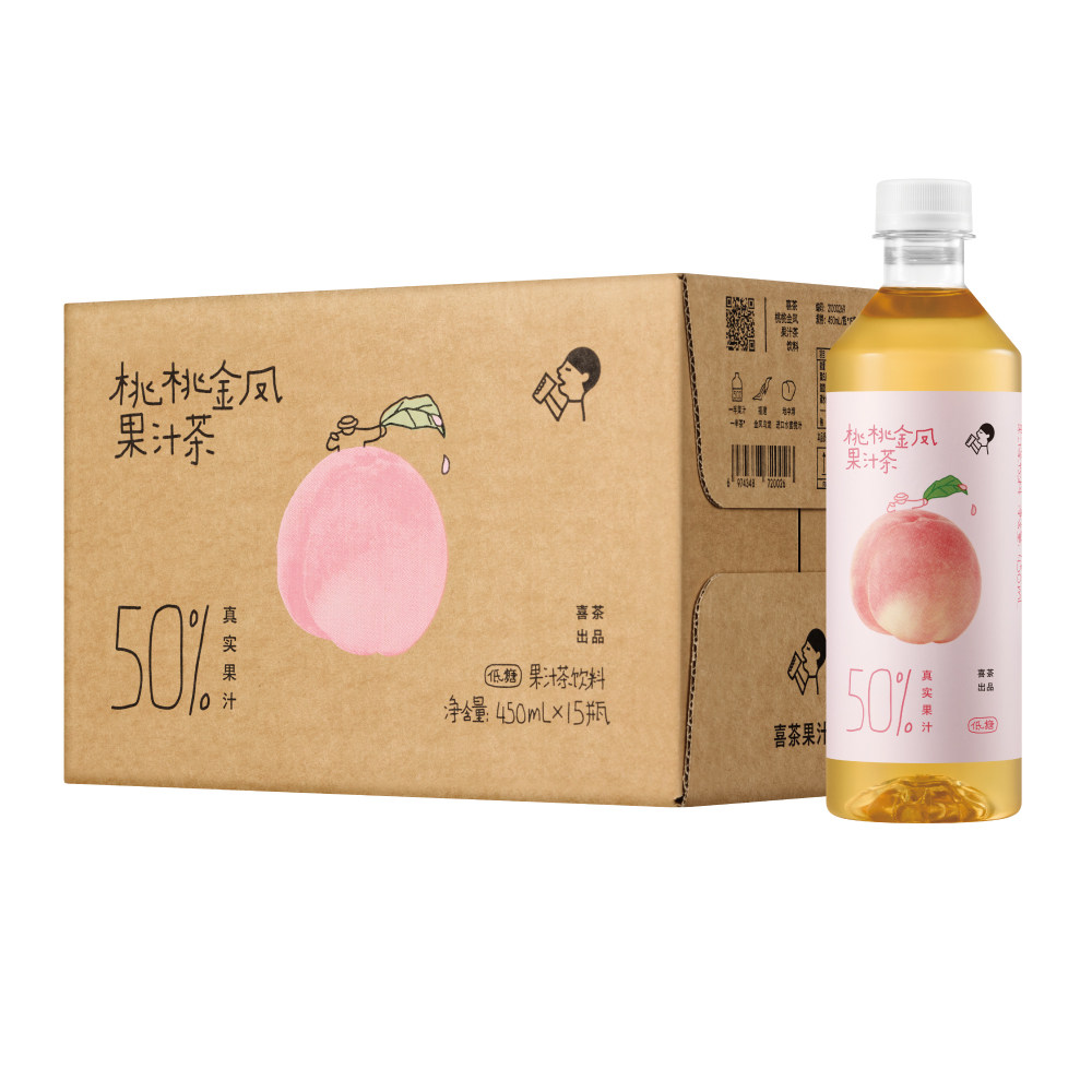 喜茶地中海桃桃金凤果汁茶饮料450ml*15瓶装整箱零脂低糖果汁饮品